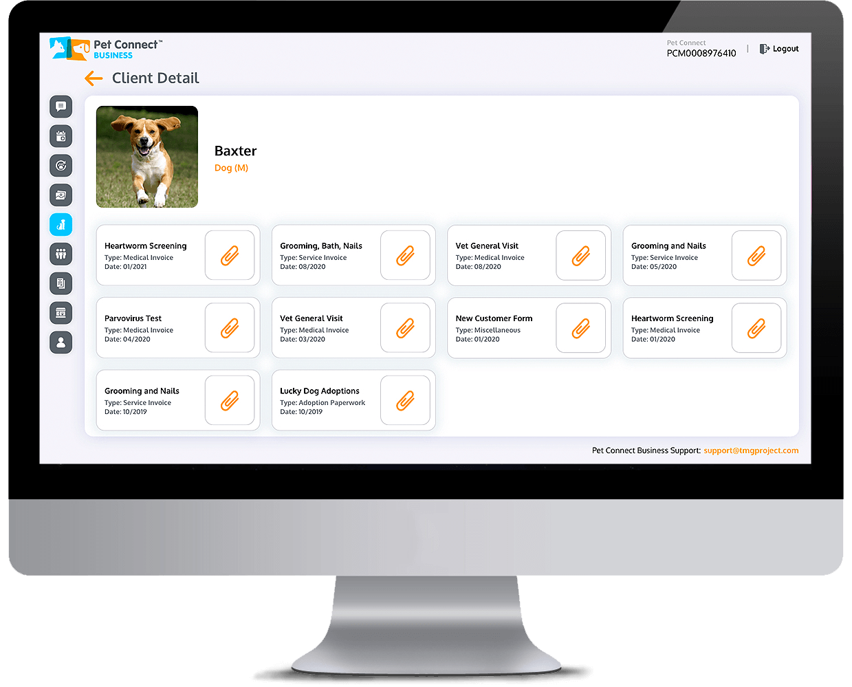 Pet Services management system Pet Records desktop screen